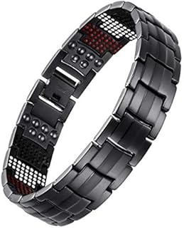 USWEL Titanium Bracelet for Men Black PVD Coating 591pcs Minerals Magnetic Bracelet for Men | Stress & Pain Healing Product | Alternative Blood Pressure and Circulation Medicine| Negative ion, Harmles Therapy for Wellness and Strength