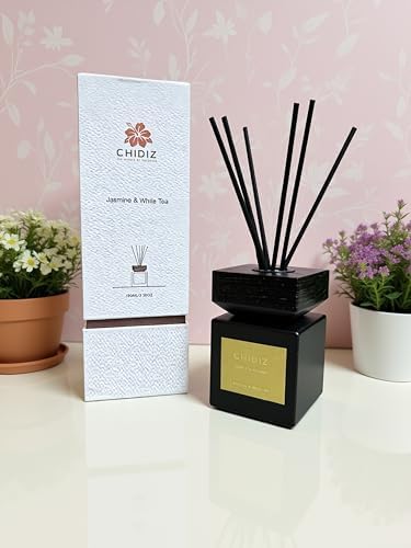 Jasmine & White Tea Reed Diffuser | Home Fragrance Reed Diffuser | Diffuser Scented Oil 3.38Oz | Aromatherapy - Thumbnail 2