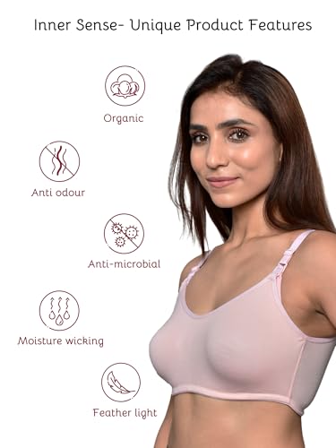 Image of Inner Sense Organic Cotton Bamboo Nursing Bra for Women I Non Padded Feeding Bra with Keyhole Back Design and Wire Free I Maternity Innerwear with Full Coverage