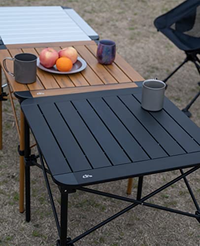 Iclimb Lightweight Stable Alu. Folding Square Table Roll Up Top With Carry Bag For Camping Picnic Backyards Bbq Camp Kitchen (Black, M) #TOP1
