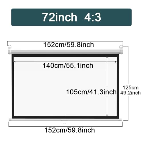 Pantalla Manual Retráctil 72" 4:3 para Proyector miniatura 7