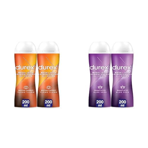 Durex Ylang Ylang 2'si 1 Arada Kayganlaştırıcı & Masaj Jeli 2 x 200 ml ve Durex Aloe Vera 2'si 1 Arada