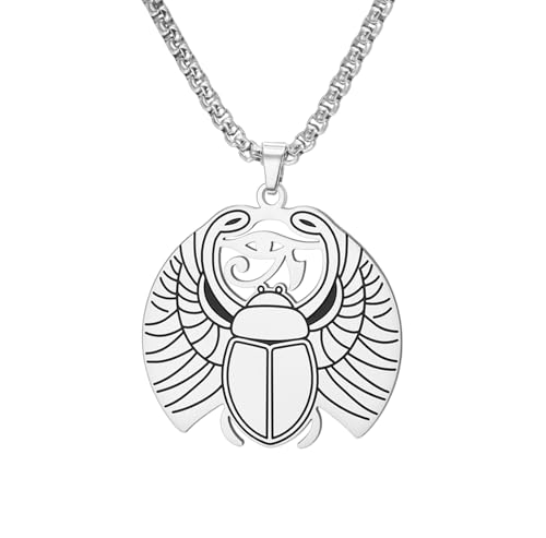 Design: gli antichi egizi veneravano lo scarabeo come simbolo di protezione e fortuna. Il simbolo combinato dell'occhio di Horus e dello scarabeo funge sia da amuleto della cultura egiziana che da una collana di dichiarazione che esprime individualità, dedicata a coloro che amano la civiltà egizia