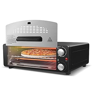 Pizza Oven Baker Indoor Fits 12″ Pizza, 4-Slice Convection Toaster Oven Cooking with Removable Pizza Door, Flip Up & Away for Space Saving, High Capacity Black
