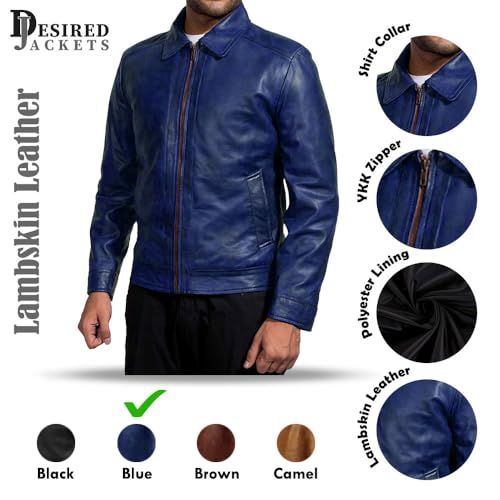 Mens Leather Jacket - Real Lambskin Classic Vintage Style Leather Jackets For Men Brown Leather Jacket for Mens