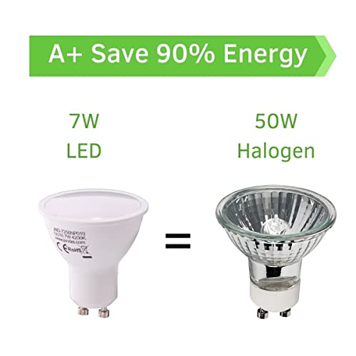 JANDEI, 7W GU10 LED Bulb, Warm White Light 3000K, Pack of 10-650 Lumens, Non-Dimmable (Equivalent to 27W Halogen) - Image 4