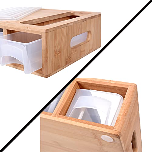 GRÄWE Bambus Schneidebrett groß, 40,5 x 27 cm, Holzbrett für Rechtshänder, Küchenbrett mit Auffangschalen, klingenschonend, rechteckig