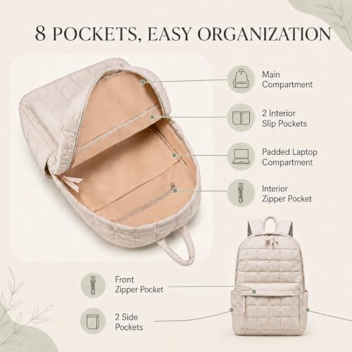 Image of BTOOP School Backpack for Teens Large Cute Bookbag Lightweight 15.6 inch Laptop Bag for Girls Women Casual High School College