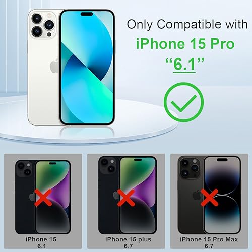 KEZiHOME Compatible with iPhone 15 Pro Case, [RFID Blocking] Genuine Leather Wallet Case [Credit Card Holder] [TPU Inner Shell] Shockproof Stand Flip Cover for iPhone 15 Pro 6.1'' (Purple/Brown) - image 2