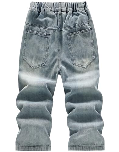 Boys’ Ripped Husky Denim Jeans, Pull On Stretchy Elastic Waist Pants for School & Play2