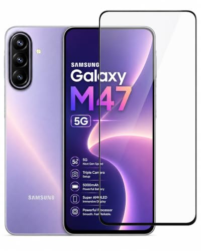 Image of Military-Grade Tempered Glass Screen Protector Compatible with Samsung Galaxy M47 5G with Edge-to-Edge Coverage and Easy Self Installation Kit (Samsung Galaxy M47)