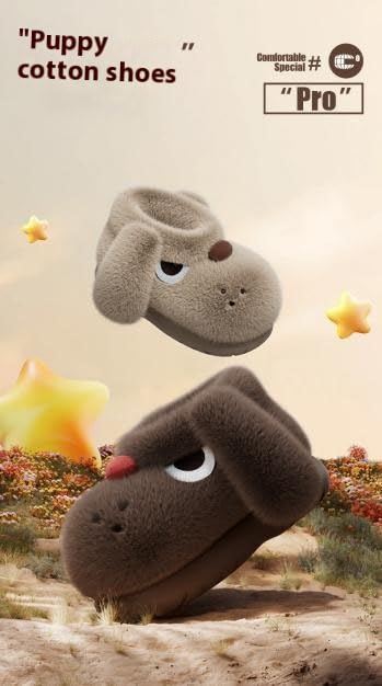 Cute 3D Dog Slippers, Fuzzy Cute Animal Dog Winter Slippers, Indoor Outdoor Non-Slip Sole Funny House Shoes for Women Men2