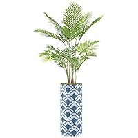 SIGNWIN Areca Palm Tree with Geometric White & Blue Cloud Pattern Abstract Skylines Minimalism Chic Colorful Multicolor Ultra for Living Room, Bedroom, Office - X-Large 5 Feet (60