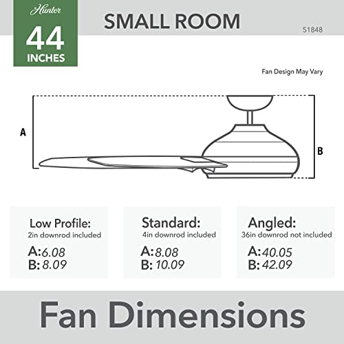 Image of Hunter Presto, Indoor, Ceiling Fan, No Light, Modern, 44 inch, Matte White