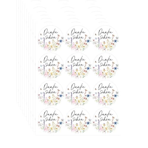 Lxtness 120 Stk Danke Aufkleber 4cm Dankeschön Geschenke Sticker Rund Hochzeit Etiketten Selbstklebend Blumen Thank You Vielen Dank Deko für Kommunion Konfirmation Taufe Geschenktüten