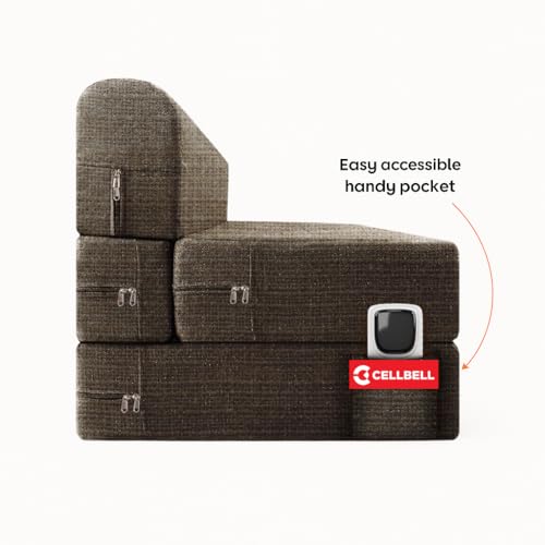 Image of CELLBELL Comfy Sofa Cum Bed 2.5x6 Feet | Foldable Dual Use Couch Bed with Soft Cushions, Washable Fabric Cover & Sturdy Frame | Space Saving Modern Design for Living Room, Bedroom & Guest Use (Grey)