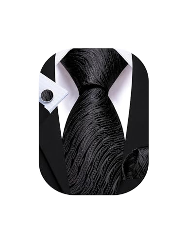 Image of Barry.Wang Mens Tie Set Plaid Check Neckties Formal Business Wedding Luxury Pocket Square Cufflinks