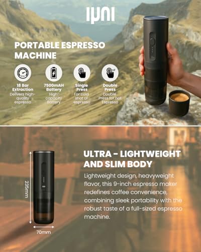 Image of Portable Coffee Machine Mini Electric Espresso Maker for Coffee Pods & Ground Coffee | USB-C Fast Charging | Compact & Lightweight for Travel, Home, Office & Outdoors | One Touch Operation