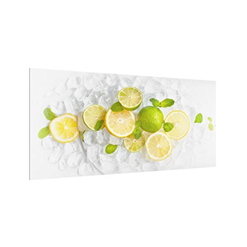 Crédence en verre motif cuisine fruits avec fond de hotte support épaisseur 4mm