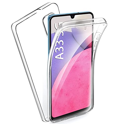 AROYI Coque Compatible avec Samsung Galaxy A33 5G, Transparent Housse Silicone TPU Gel et PC Rigide 360 Degres Protection Anti Choc Full Body Etui Case Phone Samsung A33 5G Transparent Cover