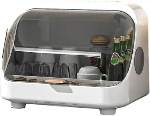 Emuia大容量 縦型食器乾燥機 プチコンパクト設計 オゾン殺菌+抗菌加工 引き出し式食器棚水切りラック | 防カビ キッチン収納 家庭用食器乾燥ラック(ホワイト)