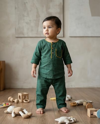 Image of Baby Boys Night Suit 3 /4 Sleeves Co-Ord Nightwear Set - Pure Cotton- Soft, Comfy & Perfect for Sleep Time