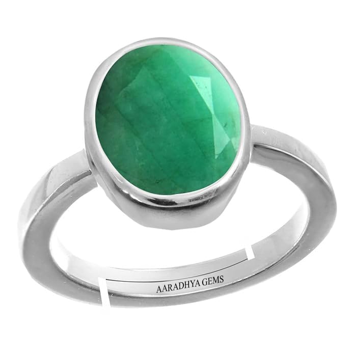 2.25 Ratti Colombian Emerald Gemstone Panna Silver plated Astrological Purpose Adjustable Silver Ring for Women's and Men's By LAB -CERTIFIED-image-29