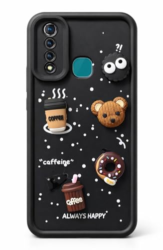 Image of Bintage case Cute Fun Taddy| 3D Ball Bear| Donut| Coffee Rubber Case Camera Protection Back Cover Compatible for Vivo Z1 Pro 4G - Black