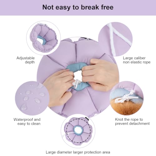 Image of H HIDREAM Dog Cone Collar Stress-Free Recovery Cone Alternative: Adjustable Depth & Diameter for Wide-Neck Dogs (Pugs, Bulldogs, Bullies) Purple Flower XL-B