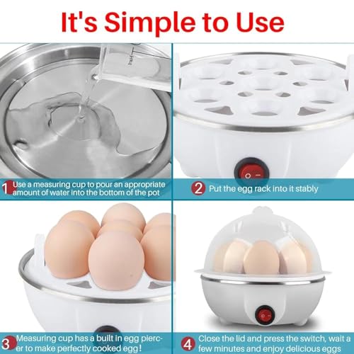 Image of Egg Boiler Poacher Electric Steamer Rapid 7 Eggs Capacity Cooker with 3 Boiling Modes & Overheat Protection for Quick Hard Boiled, Poached & Scrambled Eggs Vegetable Steamers Tray (BPA-Free)
