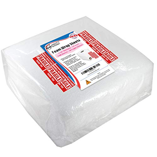 100 Sheets of Mighty Gadget 12" X 12" Packing Materials Foam Sheets, Foam Wrap Packing Supplies for Moving Storage Packing Foam Shipping Supplies & Bonus 20 Fragile Stickers - Thumbnail 2