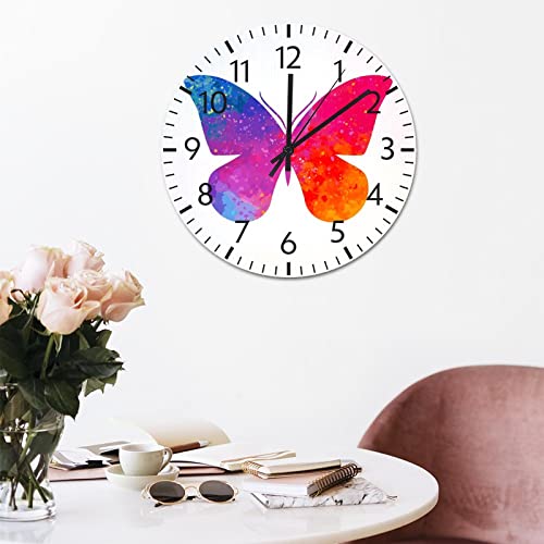 Horloge murale aquarelle papillon 30cm en PVC silencieuse