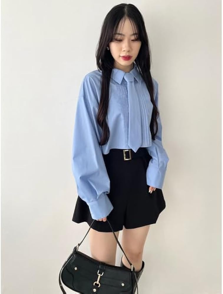 Amazon.co.jp: [リリーブラウン] タイ付きクロップドシャツ LWFT244151