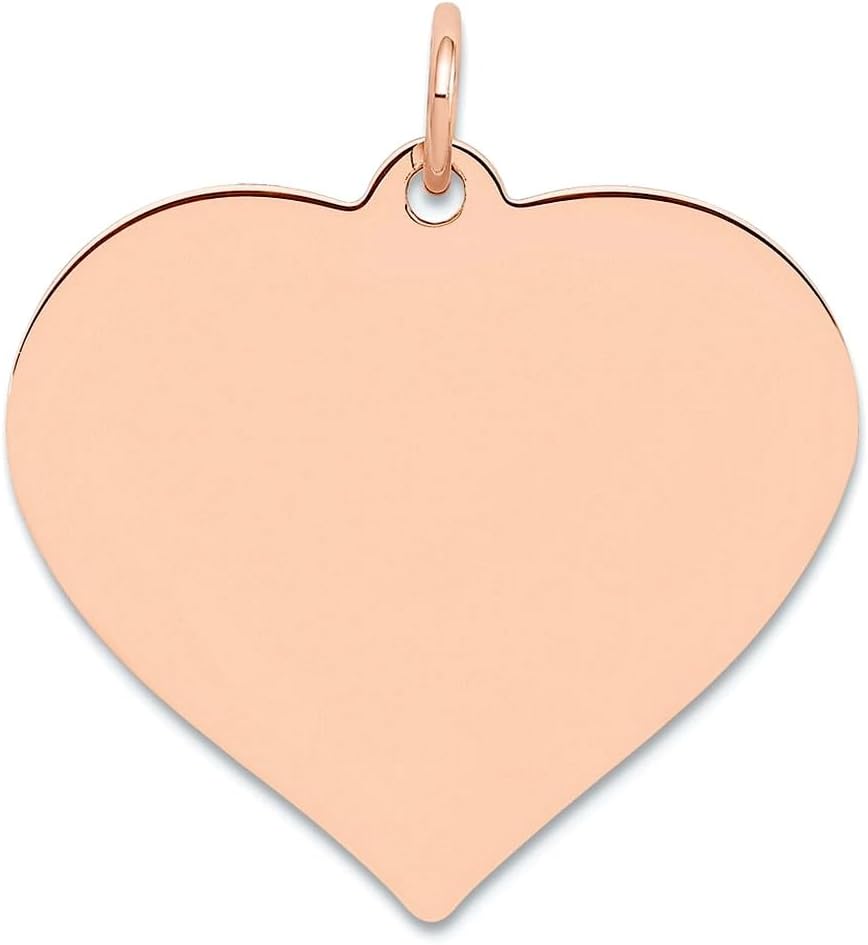 JewelryWeb 14k Solid Yellow Gold Love Heart Disc Charm Pendant Necklace for Women in