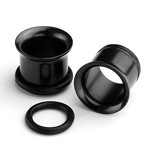PiercingJ 4pcs Stainless Steel 12G-00G Black Tapers Stretcher + Ear Single-flared Tunnel Gauge Ear Stretching Kit2