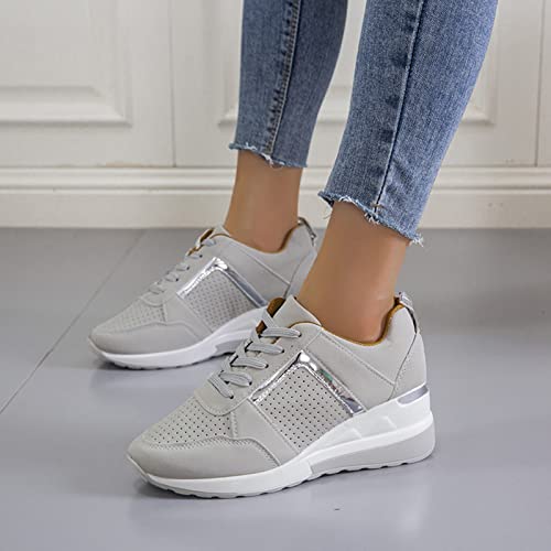 Women's Fashion Wedge Sneakers,Arch Support High Heel Tennis Shoes Breathable Comfortable Sneakers for Women 2024 Casual Sneakers, Lightweight Orthotic Slip On Walking Shoes ﻿4
