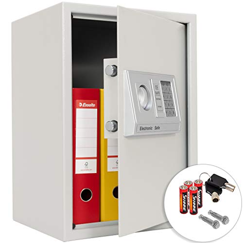 Preisvergleich Produktbild KESSER® Elektr. Tresor / 50x35x34,5 XXL / Türstärke 4mm / Elektronischer Safe / Doppelbolzenverriegelung / Wandtresor / Ink. Montagematerial / Dokumententresor Dokumentensafe Panzerschrank Weiß