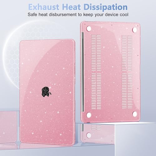 May Chen Compatible with MacBook Air 13 inch Case 2021 2020 2019 2018 Release Models: M1 A2337 A2179 A1932, Plastic Hard Shell Case for Mac Air 13 inch with Retina Fits Touch ID, Pink Glitter by May Chen - Image 4