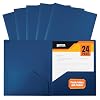 Heavyweight Blue Plastic 2 Pocket Portfolio Folder, Letter Size Poly Folders by Better Office Products, 24 Pack, Royal Blue (no prongs)