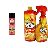 Nose Jammer Field Spray - Natural Hunting Scent Eliminator Spray - Deer Scent Blocker & Wildlife Research Scent Killer Gold Spray Combo Pack, 44-Ounce