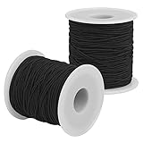 Elastic String for Bracelets Making - Cuttte 2 Rolls Black Elastic Cord 1.2mm Total 109 Yards, Sturdy Stretchy Bracelet String Elastic String for Jewelry Making, Necklaces, Beading
