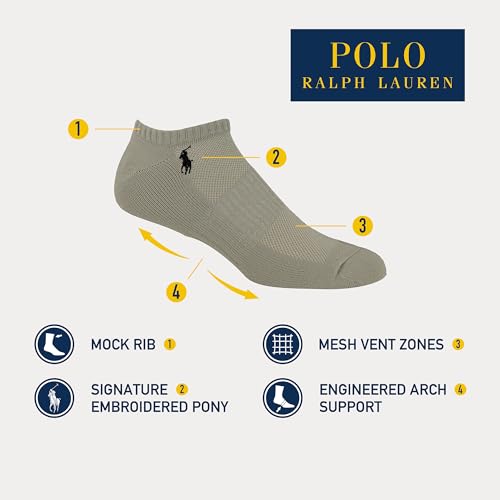 Polo Ralph Lauren mens Tech Athletic Low Cut Socks - 3 Pair Pack - Sport Cushioned Arch Support2