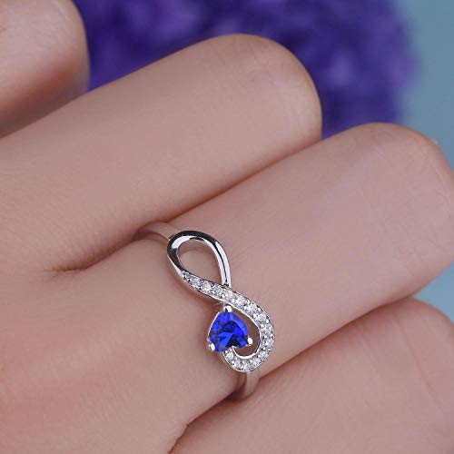 Jo Wisdom Infinity Heart Promise Rings For Her Sterling Silver Friendship Ring Septemer Birthstone Blue Sapphire Gemstone Ring #TOP2