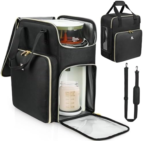 Carrying Case Compatible with Baby Brezza Formula Pro Advanced Formula Dispenser Machine, Insulated Formula Mixer Travel Bag with Shoulder Strap for Baby Essentials, Black
