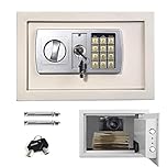 Safes for Home Fireproof Waterproof with 2 Manual Override Keys, 8.5L Security Safe Cash Box with Double Digital Keypad and Safety Key Lock Cabinet Safes, White