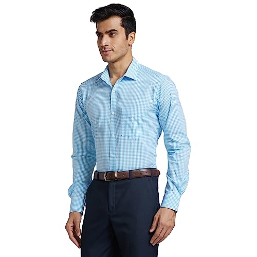 Image of Park Avenue Men Cotton Checkered Slim Fit Shirt