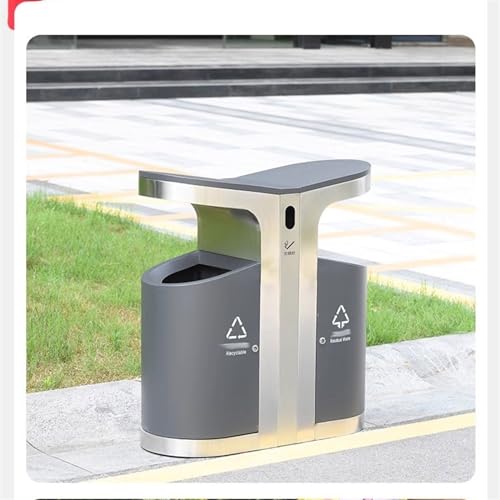 ZXLPHAZ Mülleimer für den Außenbereich, Mülleimer für den Außenbereich, Mülleimer aus Edelstahl, großvolumige Mülleimer für städtische Straßen, klassifizierte Abfalleimer – Bild 6