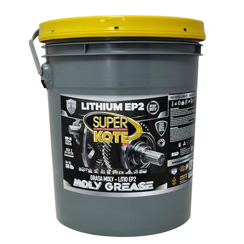 Moly Grease Superkote 2000 | NLGI 2 | Lithium Grease | Extreme Pressure | High Temperature | Heavy Duty | Industrial | Construction | Automotive | Mining | Black Grease | 35 LB Pail