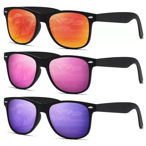 DEMIKOS Sunglasses Men Polarized Sunglasses for Mens Womens Retro Mirror Lens for Driving Fishing UV Protection A19-red Mirror Lens/Pink Mirror Lens/P