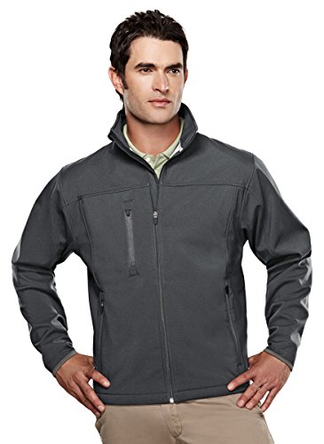 Tri-mountain Mens poly stretch bonded soft shell jacket. - CHARCOAL/DARK GRAY - Large